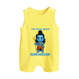 Tiny Trishul Warrior Kids Romper Suit – Shiva Theme Wear - PASTEL YELLOW - 0 - 5 Months Old (Chest 18")