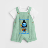 Tiny Trishul Warrior Kids Dungaree – Shiva Theme Wear - MINT GREEN - 0 - 5 Months Old (Chest 18")
