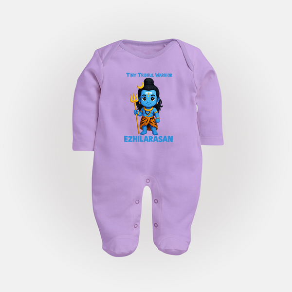Tiny Trishul Warrior Kids Fullbody Suit – Shiva Theme Wear - LILAC - New Born (Chest 7.5")