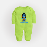 Tiny Trishul Warrior Kids Fullbody Suit – Shiva Theme Wear - LIME GREEN - New Born (Chest 7.5")