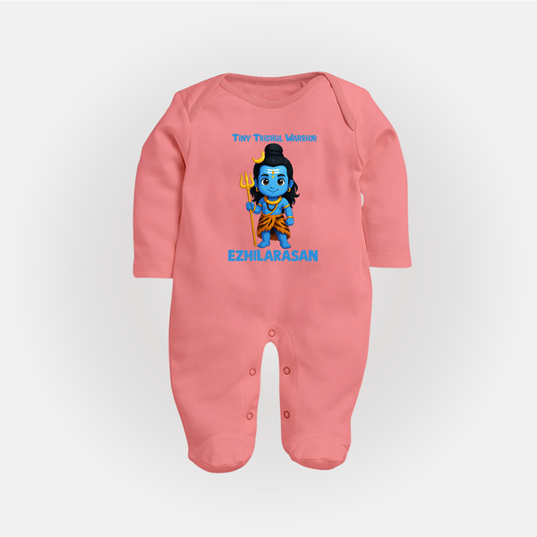 Tiny Trishul Warrior Kids Fullbody Suit – Shiva Theme Wear - PEACH - New Born (Chest 7.5")