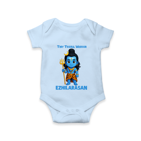 Tiny Trishul Warrior Kids Romper – Shiva Theme Wear - BABY BLUE - New Born (Chest 14")