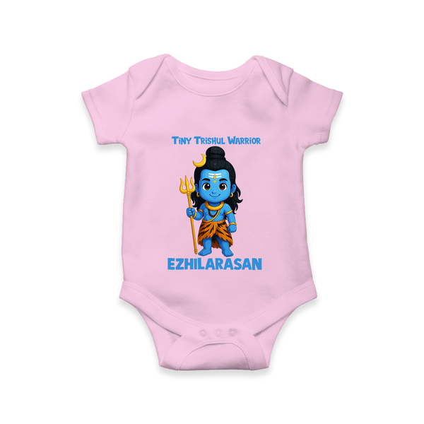 Tiny Trishul Warrior Kids Romper – Shiva Theme Wear - BABY PINK - New Born (Chest 14")