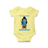 Tiny Trishul Warrior Kids Romper – Shiva Theme Wear - PASTEL YELLOW - New Born (Chest 14")
