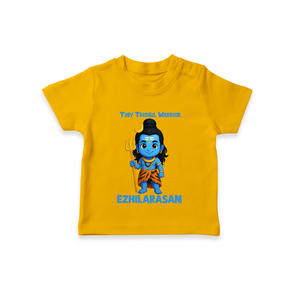 Tiny Trishul Warrior Kids T-Shirt – Shiva Theme Wear - CHROME YELLOW - 0-5 Months Old (Chest 17")