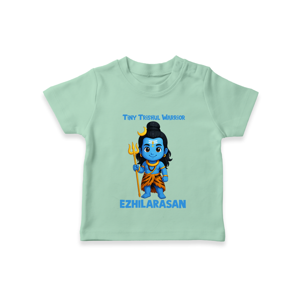 Tiny Trishul Warrior Kids T-Shirt – Shiva Theme Wear - MINT GREEN - 0-5 Months Old (Chest 17")
