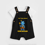 Tiny Trishul Warrior Kids Dungaree – Shiva Theme Wear - BLACK - 0 - 5 Months Old (Chest 18")