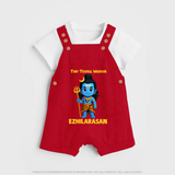 Tiny Trishul Warrior Kids Dungaree – Shiva Theme Wear - RED - 0 - 5 Months Old (Chest 18")
