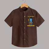 Tiny Trishul Warrior Kids Shirt – Shiva Theme Wear - CHOCOLATE BROWN - 0 - 6 Months Old (Chest 23")