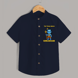 Tiny Trishul Warrior Kids Shirt – Shiva Theme Wear - NAVY BLUE - 0 - 6 Months Old (Chest 23")