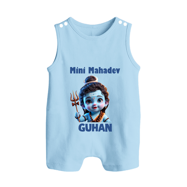 Mini Mahadev Personalized Kids Romper Suit – Shiva Theme Wear - BABY BLUE - 0 - 5 Months Old (Chest 18")