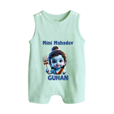 Mini Mahadev Personalized Kids Romper Suit – Shiva Theme Wear - MINT GREEN - 0 - 5 Months Old (Chest 18")