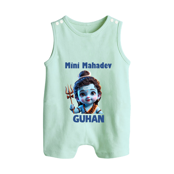 Mini Mahadev Personalized Kids Romper Suit – Shiva Theme Wear - MINT GREEN - 0 - 5 Months Old (Chest 18")
