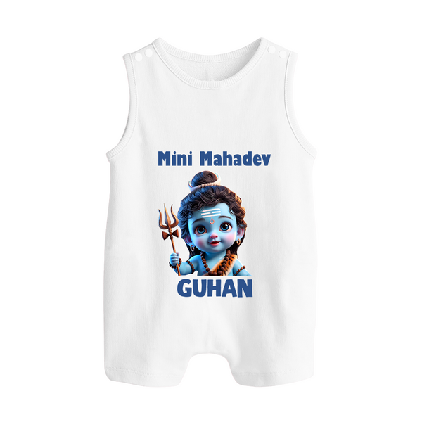 Mini Mahadev Personalized Kids Romper Suit – Shiva Theme Wear - WHITE - 0 - 5 Months Old (Chest 18")