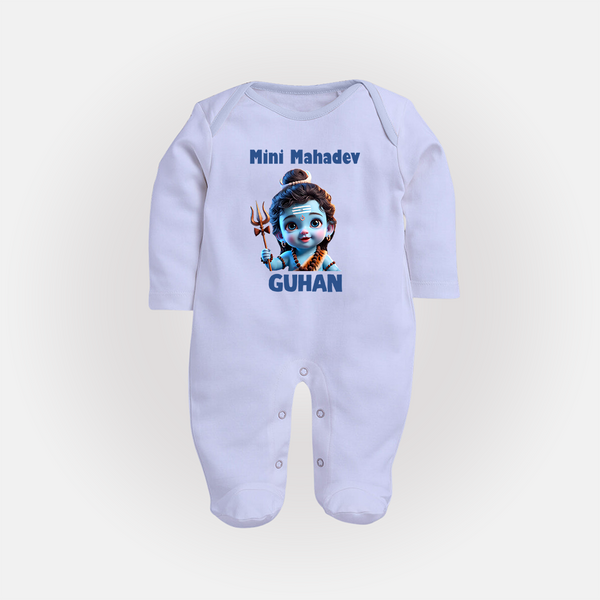 Mini Mahadev Personalized Kids Fullbody Suit – Shiva Theme Wear - BABY BLUE - New Born (Chest 7.5")