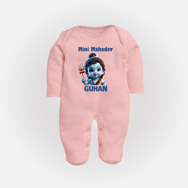 Mini Mahadev Personalized Kids Fullbody Suit – Shiva Theme Wear - BABY PINK - New Born (Chest 7.5")