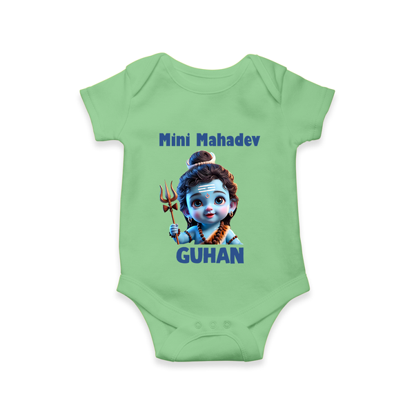 Mini Mahadev Personalized Kids Romper – Shiva Theme Wear - GREEN - New Born (Chest 14")