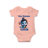 Mini Mahadev Personalized Kids Romper – Shiva Theme Wear - PEACH - New Born (Chest 14")