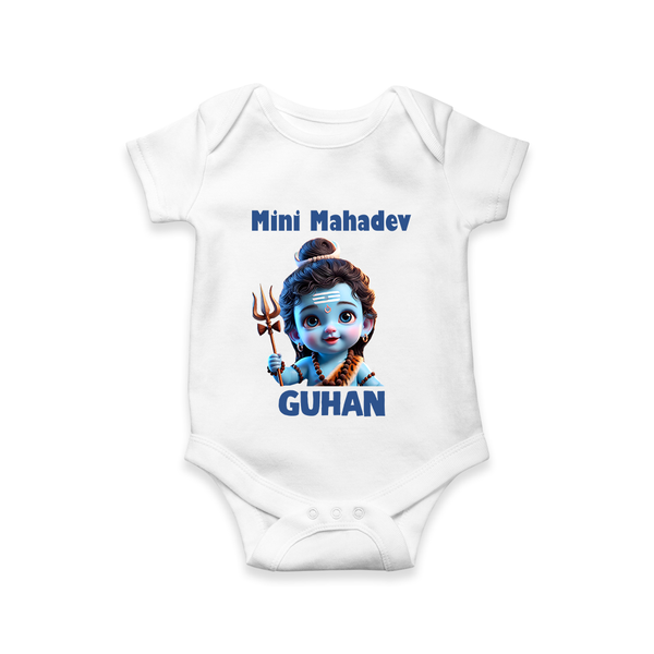 Mini Mahadev Personalized Kids Romper – Shiva Theme Wear - WHITE - New Born (Chest 14")