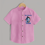 Mini Mahadev Personalized Kids Shirt – Shiva Theme Wear - BABY PINK - 0 - 6 Months Old (Chest 23")