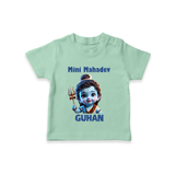 Mini Mahadev Personalized Kids T-Shirt – Shiva Theme Wear - MINT GREEN - 0-5 Months Old (Chest 17")