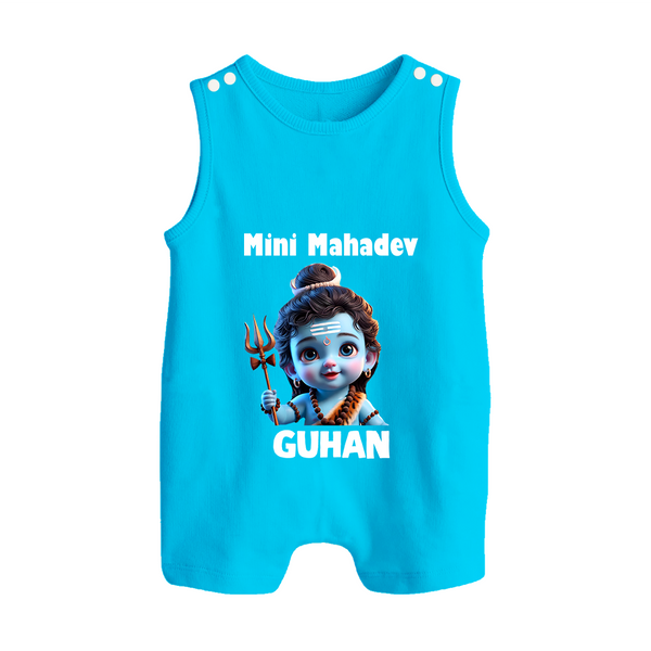 Mini Mahadev Personalized Kids Romper Suit – Shiva Theme Wear - SKY BLUE - 0 - 5 Months Old (Chest 18")