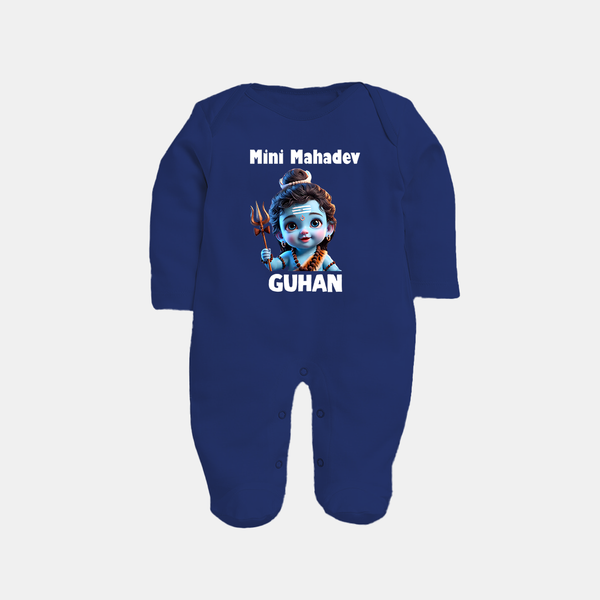 Mini Mahadev Personalized Kids Fullbody Suit – Shiva Theme Wear - NAVY BLUE - New Born (Chest 7.5")