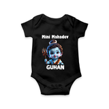 Mini Mahadev Personalized Kids Romper – Shiva Theme Wear - BLACK - New Born (Chest 14")