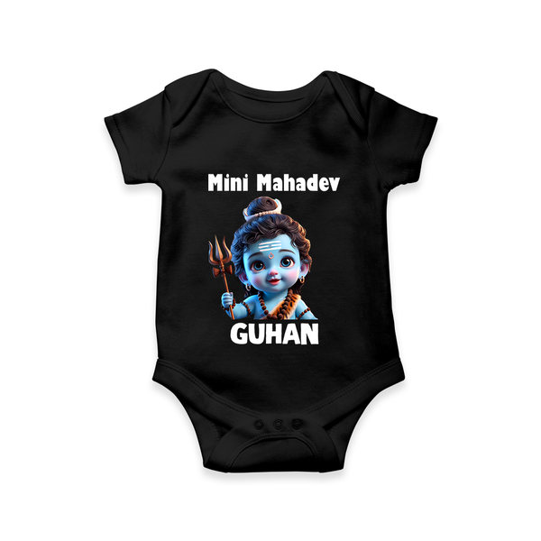 Mini Mahadev Personalized Kids Romper – Shiva Theme Wear - BLACK - New Born (Chest 14")