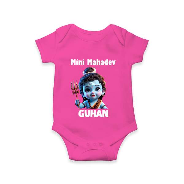 Mini Mahadev Personalized Kids Romper – Shiva Theme Wear - HOT PINK - New Born (Chest 14")