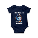 Mini Mahadev Personalized Kids Romper – Shiva Theme Wear - NAVY BLUE - New Born (Chest 14")
