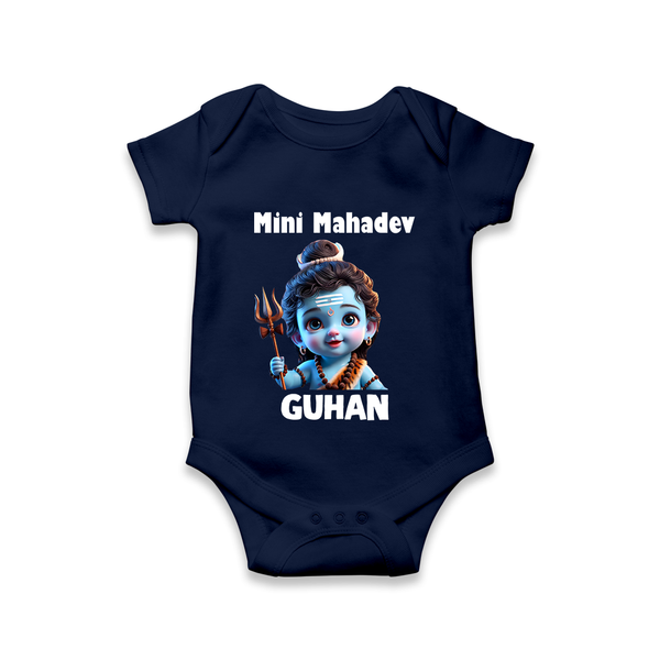 Mini Mahadev Personalized Kids Romper – Shiva Theme Wear - NAVY BLUE - New Born (Chest 14")