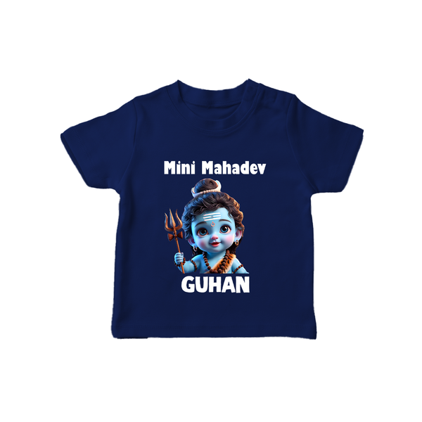 Mini Mahadev Personalized Kids T-Shirt – Shiva Theme Wear - NAVY BLUE - 0-5 Months Old (Chest 17")