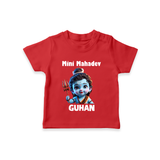 Mini Mahadev Personalized Kids T-Shirt – Shiva Theme Wear - RED - 0-5 Months Old (Chest 17")