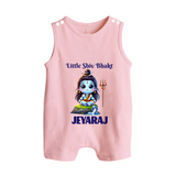 Little Shiv Bhakt Kids Romper Suit – Personalized Devotional Wear - BABY PINK - 0 - 5 Months Old (Chest 18")