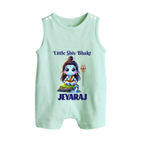 Little Shiv Bhakt Kids Romper Suit – Personalized Devotional Wear - MINT GREEN - 0 - 5 Months Old (Chest 18")