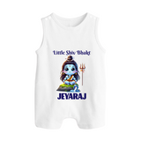 Little Shiv Bhakt Kids Romper Suit – Personalized Devotional Wear - WHITE - 0 - 5 Months Old (Chest 18")