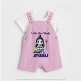 Little Shiv Bhakt Kids Dungaree – Personalized Devotional Wear - BABY PINK - 0 - 5 Months Old (Chest 18")