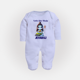 Little Shiv Bhakt Kids Fullbody Suit – Personalized Devotional Wear - BABY BLUE - New Born (Chest 7.5")