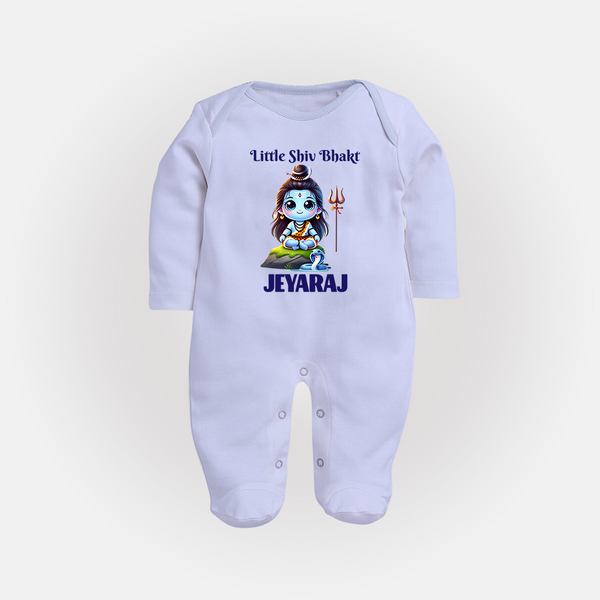 Little Shiv Bhakt Kids Fullbody Suit – Personalized Devotional Wear - BABY BLUE - New Born (Chest 7.5")