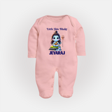 Little Shiv Bhakt Kids Fullbody Suit – Personalized Devotional Wear - BABY PINK - New Born (Chest 7.5")