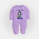 Little Shiv Bhakt Kids Fullbody Suit – Personalized Devotional Wear - LILAC - New Born (Chest 7.5")