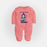 Little Shiv Bhakt Kids Fullbody Suit – Personalized Devotional Wear - PEACH - New Born (Chest 7.5")