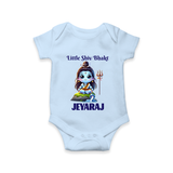 Little Shiv Bhakt Kids Romper – Personalized Devotional Wear - BABY BLUE - New Born (Chest 14")