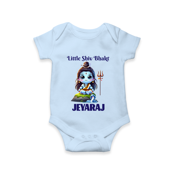 Little Shiv Bhakt Kids Romper – Personalized Devotional Wear - BABY BLUE - New Born (Chest 14")
