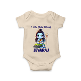 Little Shiv Bhakt Kids Romper – Personalized Devotional Wear - IVORY - New Born (Chest 14")