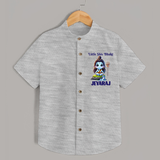 Little Shiv Bhakt Kids Shirt – Personalized Devotional Wear - GREY - 0 - 6 Months Old (Chest 23")