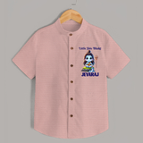 Little Shiv Bhakt Kids Shirt – Personalized Devotional Wear - PEACH - 0 - 6 Months Old (Chest 23")