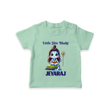 Little Shiv Bhakt Kids T-Shirt – Personalized Devotional Wear - MINT GREEN - 0-5 Months Old (Chest 17")
