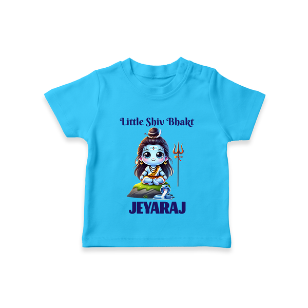 Little Shiv Bhakt Kids T-Shirt – Personalized Devotional Wear - SKY BLUE - 0-5 Months Old (Chest 17")